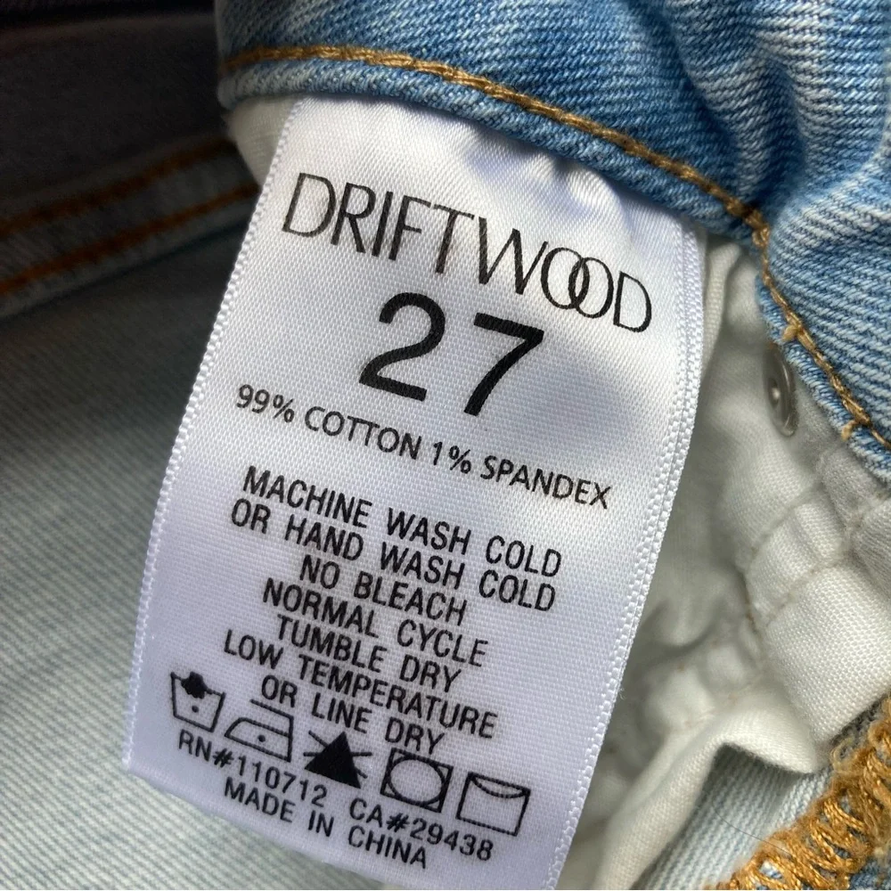 Driftwood Light Blue Maui Floral Embroidered Frayed Hem Denim Skirt, Sz 27